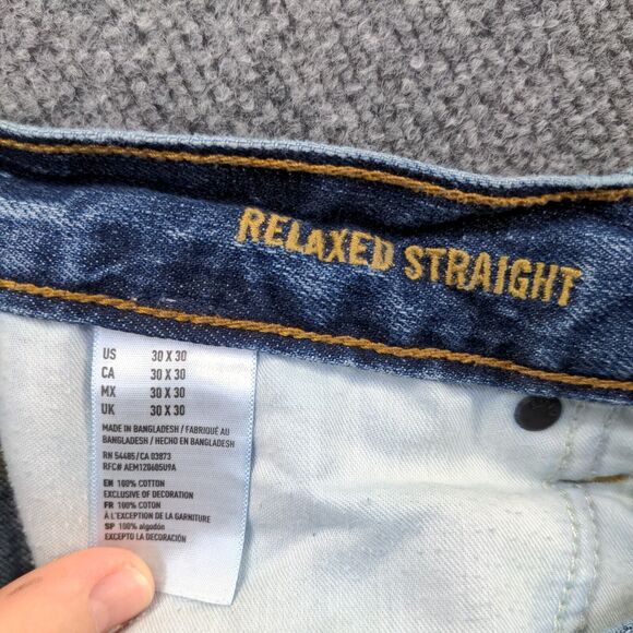 American Eagle Mens Made to Last Jeans Blue 30x30 Relaxed Straight Leg Denim - Picture 10 of 12